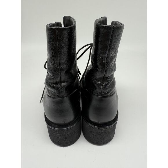 Chanel Leather Interlocking CC Logo Lace Up Combat Boots Black Women's Size 37 - Picture 7 of 10